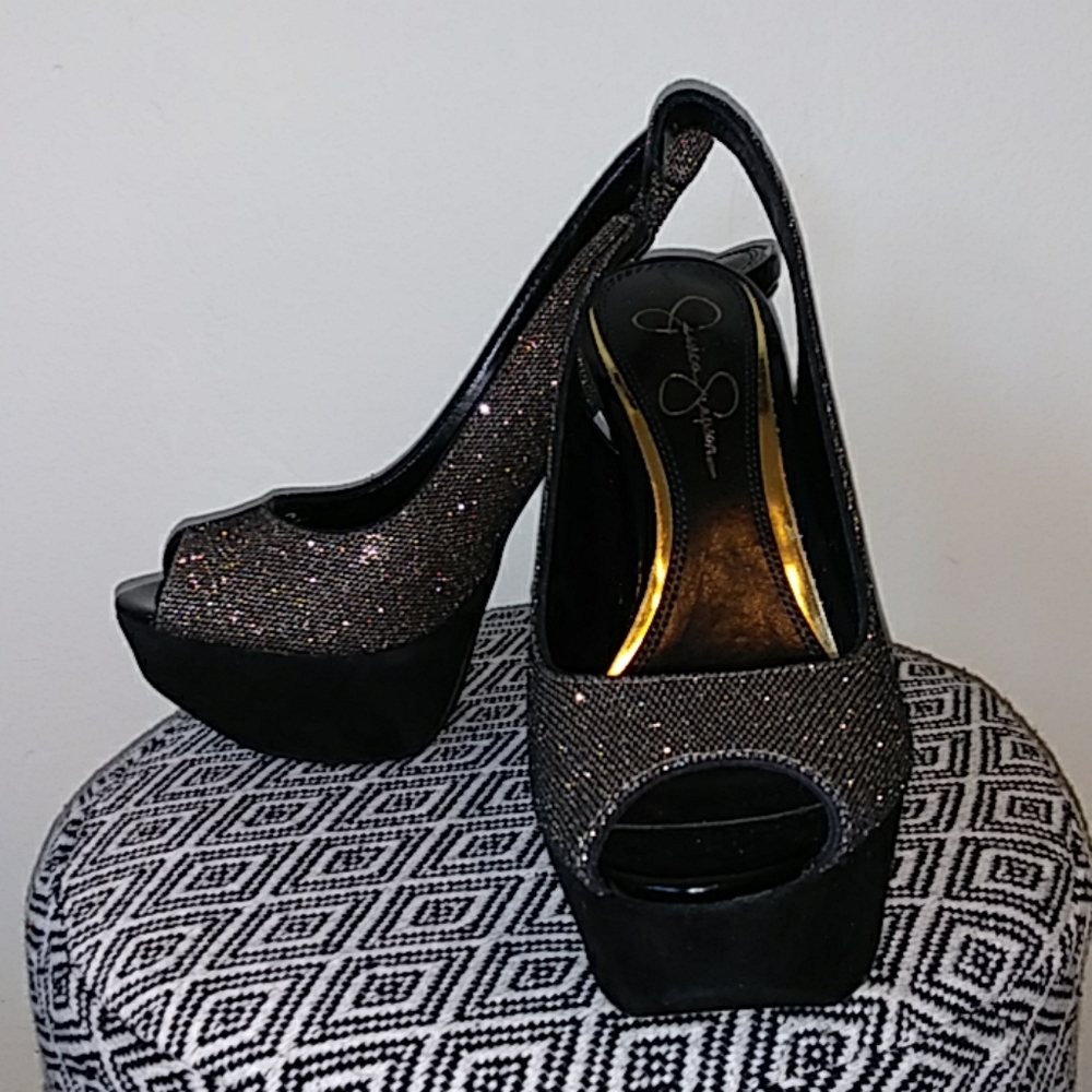 Jessica Simpson Gold platforms - NWOB